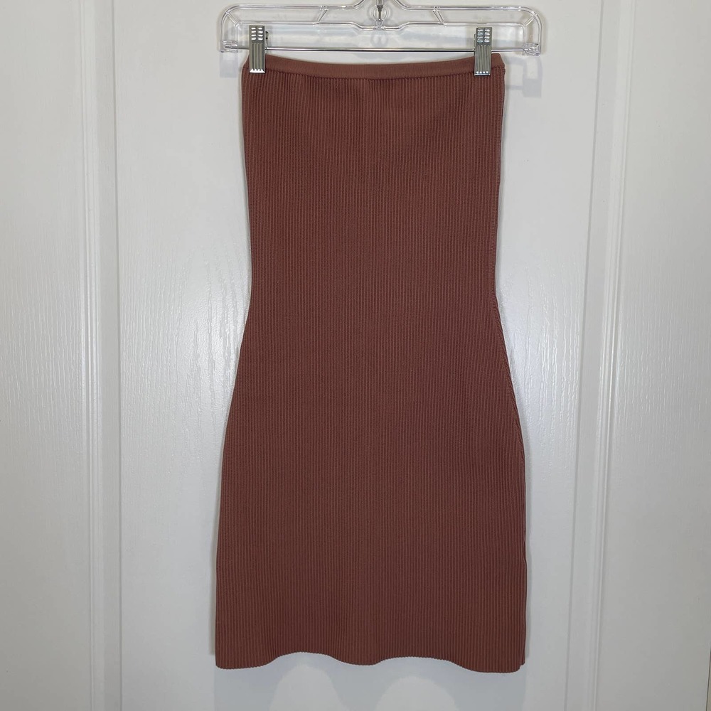 Babaton Aritzia Essamba Ribbed Strapless Tube Dress in Blush Pink XS